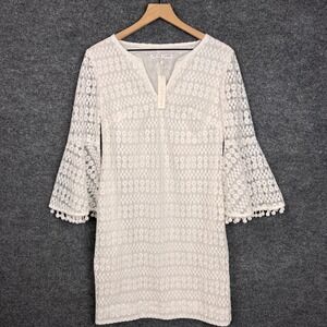 Trina Turk Loomis White Lace‎ Dress Bell Sleeve Mini Dress Size 2